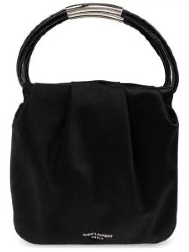 Logo Stamp Drawstring Small Tote Bag Black - SAINT LAURENT - BALAAN 2