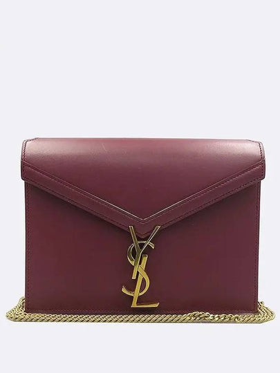 532750 Burgundy leather Cassandra chain cross bag - SAINT LAURENT - BALAAN 2