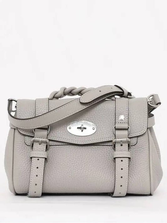 Alexa Heavy Grain Mini Tote Bag Pale Grey - MULBERRY - BALAAN 2