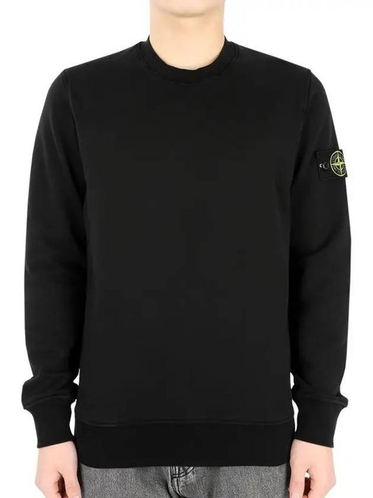 Cotton Fleece Garment Dyed Sweatshirt Black - STONE ISLAND - BALAAN 2