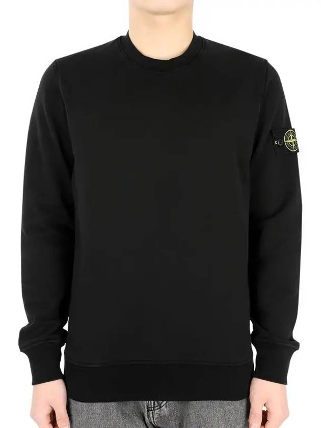 Cotton Fleece Garment Dyed Sweatshirt Black - STONE ISLAND - BALAAN 3