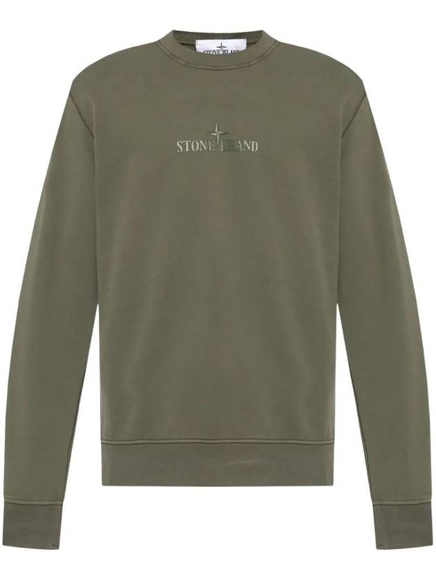 Cotton Fleece Crew Neck Sweatshirt Green - STONE ISLAND - BALAAN 1