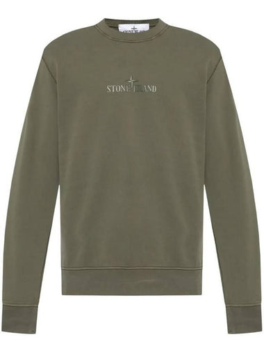 Cotton Fleece Crew Neck Sweatshirt Green - STONE ISLAND - BALAAN 1