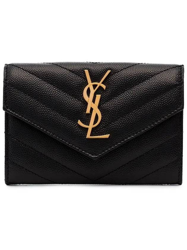 Monogram Envelope Small Half Wallet Black Gold - SAINT LAURENT - BALAAN 2