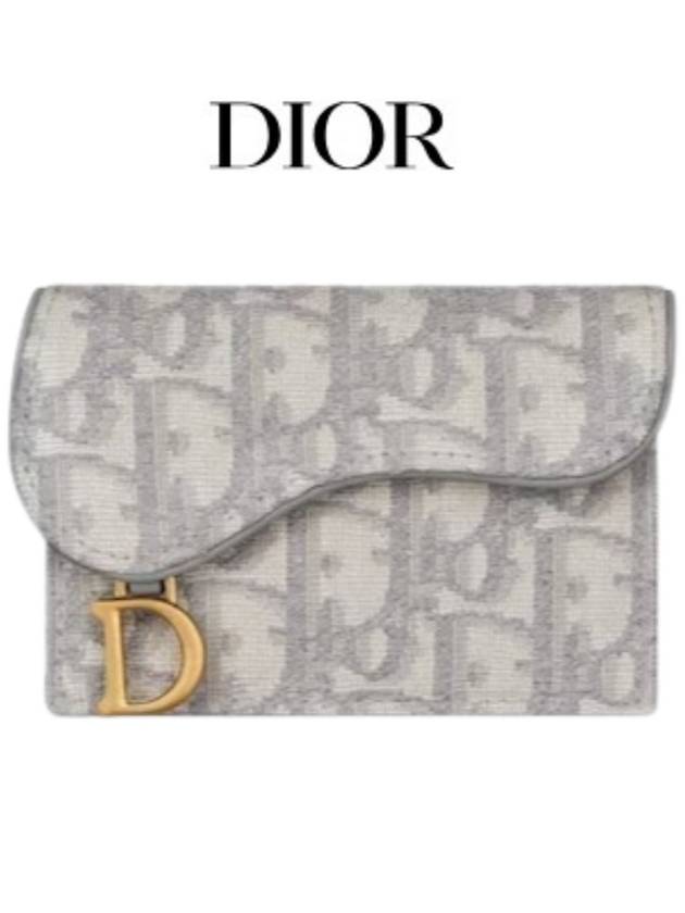 Saddle Flap Card Holder Grey  Oblique Jacquard - DIOR - BALAAN 3