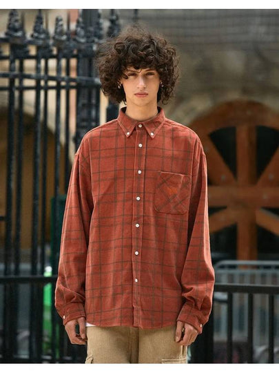 Corduroy Check Shirt Orange - FLUKE - BALAAN 2