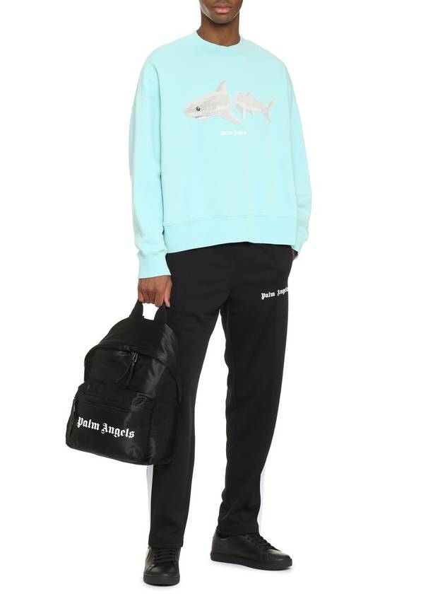 Men's Shark White Sweatshirt Light Blue - PALM ANGELS - BALAAN 4