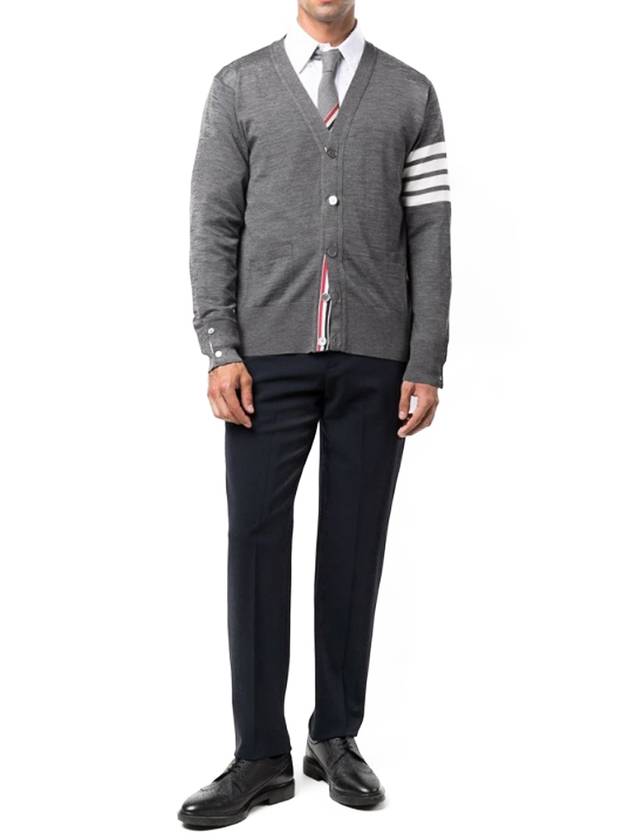 Men's Sustainable Classic Diagonal Wool Cardigan Medium Grey - THOM BROWNE - BALAAN 6