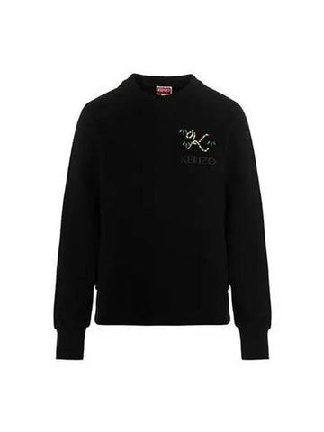 Sweatshirt Women s Tiger Tail Logo Black - KENZO - BALAAN 1