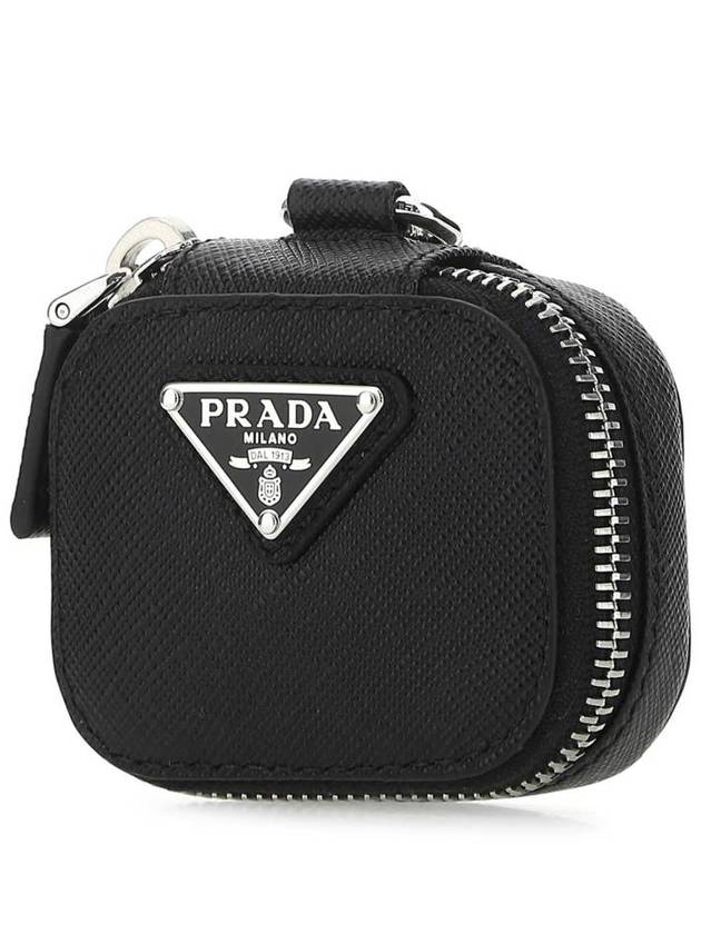 Logo Saffiano AirPods Case Black - PRADA - BALAAN 3