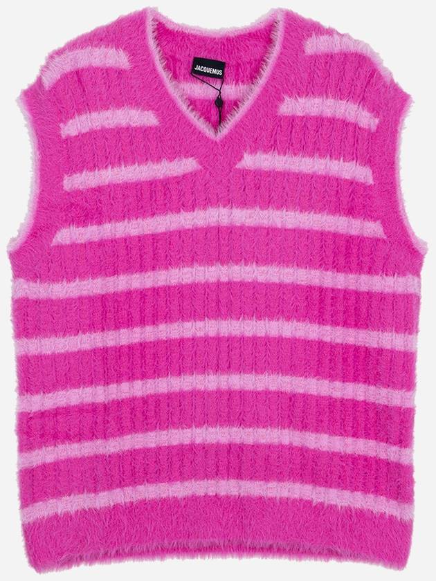 Jacquemus Fluffy Striped Pullover Vest Pink 225KN0692370 043 - JACQUEMUS - BALAAN 1