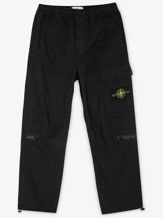 Loose Fit Cargo Straight Pants Black - STONE ISLAND - BALAAN 2