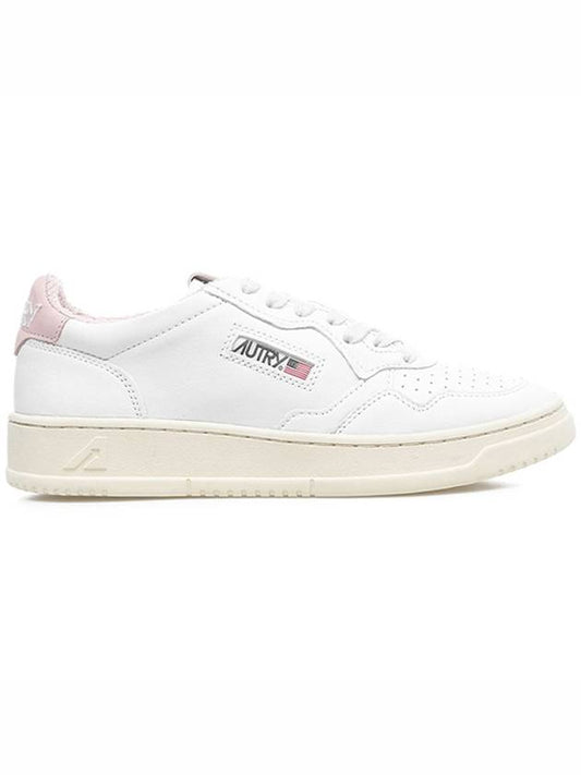 Women's Medalist Leather Low Sneakers White Pink Tab - AUTRY - BALAAN 2