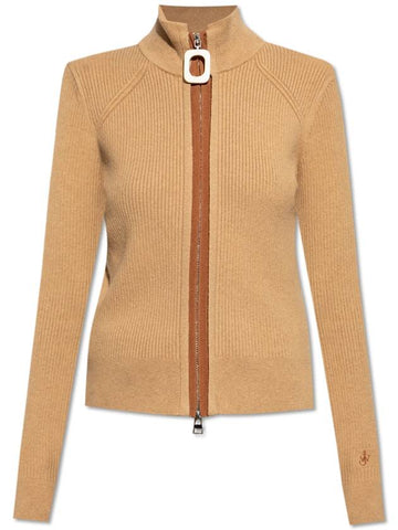 JW Anderson Ribbed Cardigan, Women's, Beige - JW ANDERSON - BALAAN 1