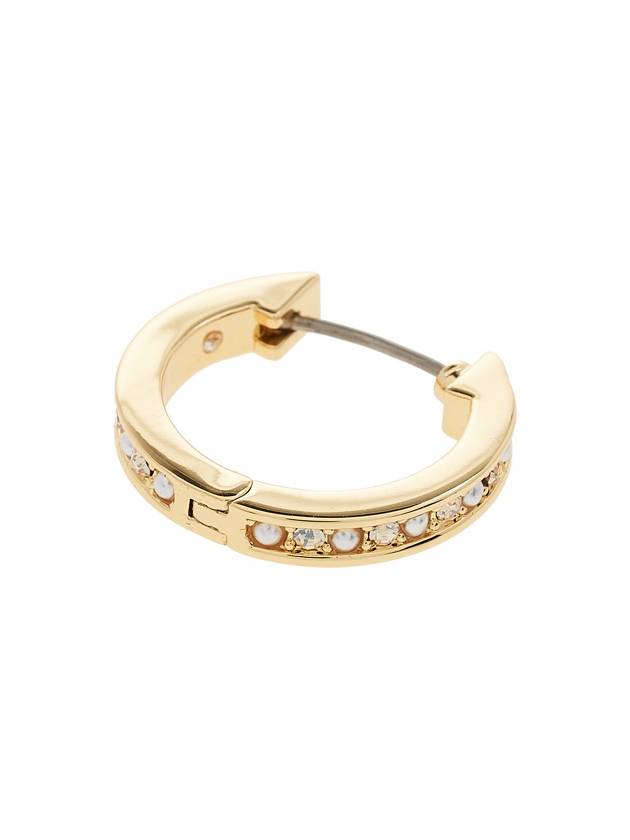 Classic Crystal Pearl HuGGie Earrings Gold - COACH - BALAAN 5