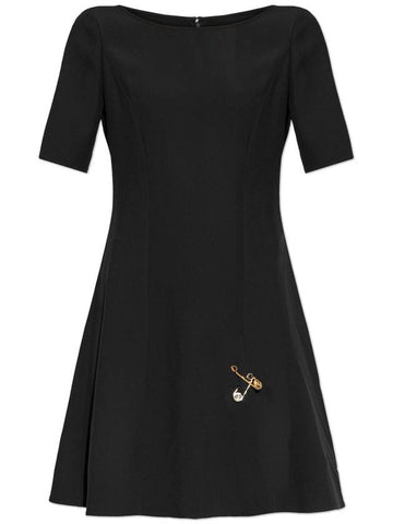 Versace Dress With Decorative Safety Pins, Women's, Black - VERSACE - BALAAN 1