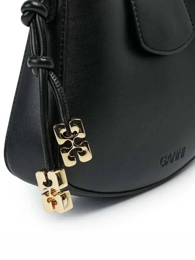 Swing Logo Chain Leather Mini Cross Bag Black - GANNI - BALAAN 5