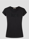 Rhinestone Logo Short Sleeve T-Shirt Black - HERNO - BALAAN 1