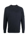 Men's Lens Waffen Crew Neck Sweatshirt Navy - CP COMPANY - BALAAN.