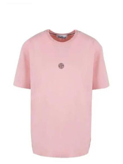 Garment Dyed Lettering One Print Cotton Jersey Short Sleeve T-Shirt Pink - STONE ISLAND - BALAAN 2