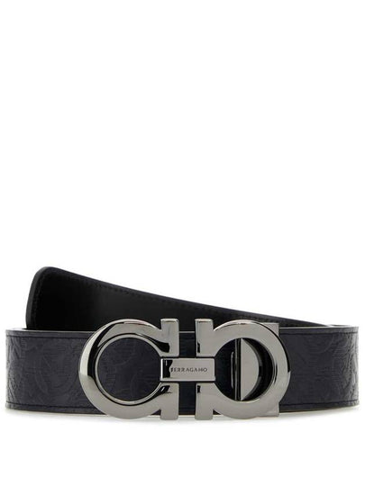 Gancini Reversible Adjustable Leather Belt Navy - SALVATORE FERRAGAMO - BALAAN 2