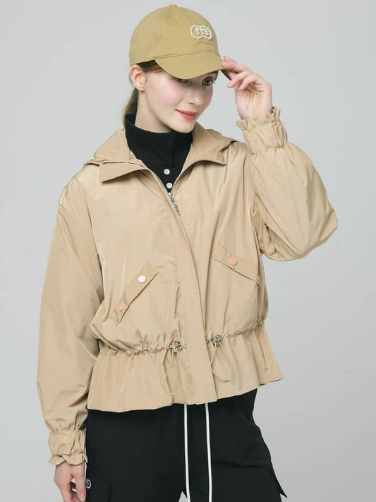 Doyou Know MC Women s Fit and Flare Waterproof Loose Beige Wind Jumper DO6242WB21 1 - DOYOUKNOWMC GOLF WEAR - BALAAN 1