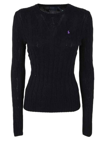 Embroidered Logo Pony Cable Knit Top Black - POLO RALPH LAUREN - BALAAN 2