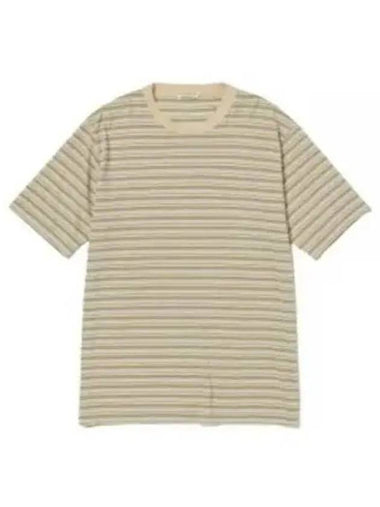 24 HARD TWIST COTTON BORDER TEE BEIGE A24ST02BR short sleeve t shirt - AURALEE - BALAAN 1