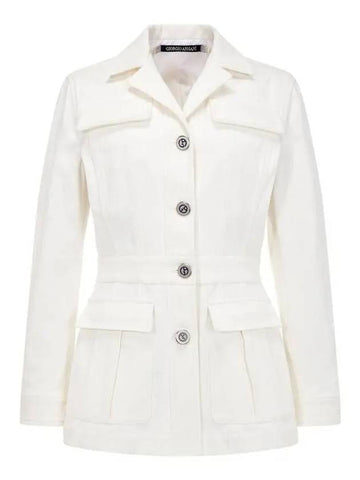 Women s Logo Button Twill Jacket White 270453 - GIORGIO ARMANI - BALAAN 1