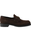 Triangle Logo Suede Loafers Dark Brown - PRADA - BALAAN 2