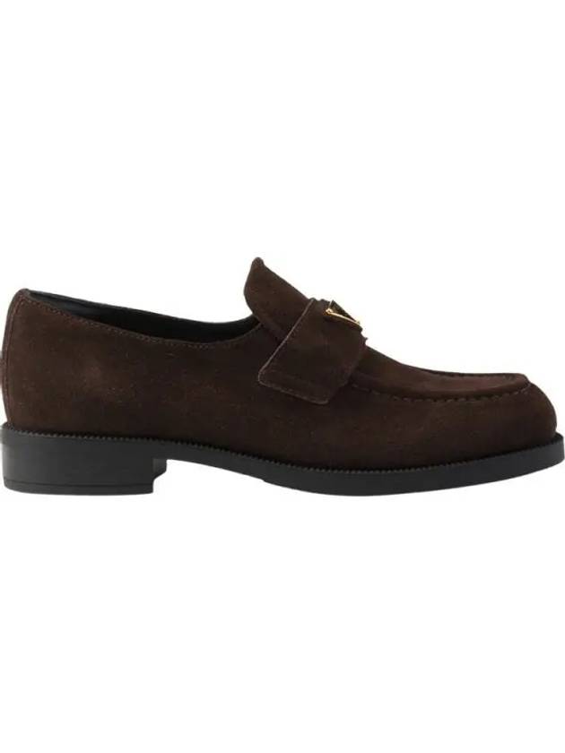 Triangle Logo Suede Loafers Dark Brown - PRADA - BALAAN 2