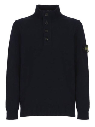 Wappen Patch Button Knit Top Navy - STONE ISLAND - BALAAN 1