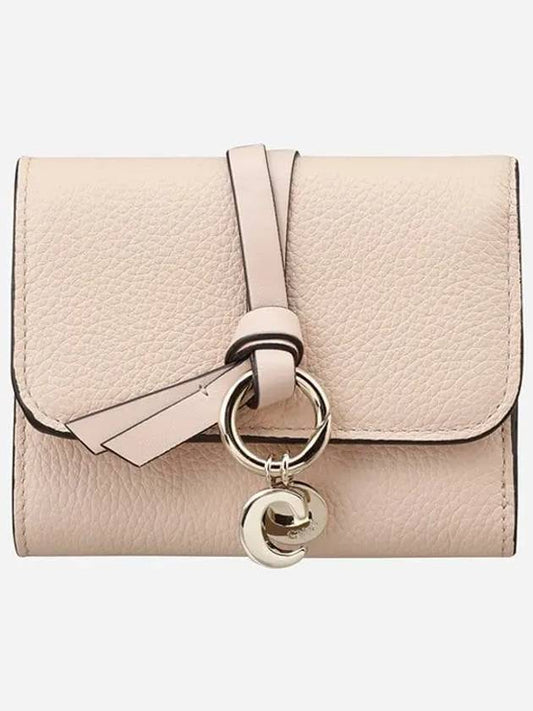 Alphabet Grain Leather Flap Small Half Wallet Pink - CHLOE - BALAAN 2