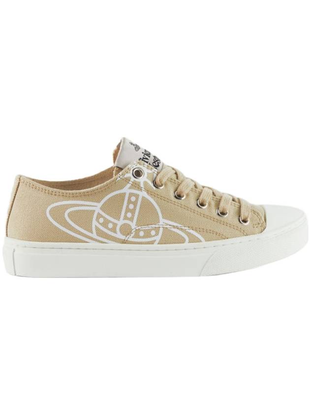 Plimsoll 20 Logo Canvas Low Top Sneakers Beige - VIVIENNE WESTWOOD - 1