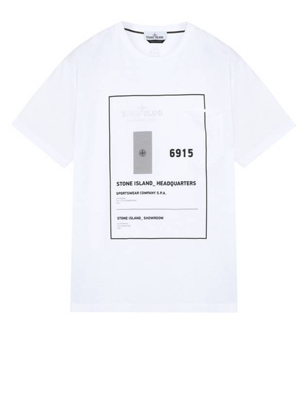 Men's Headquarters Logo Pocket Short Sleeve T-Shirt White - STONE ISLAND - BALAAN 2