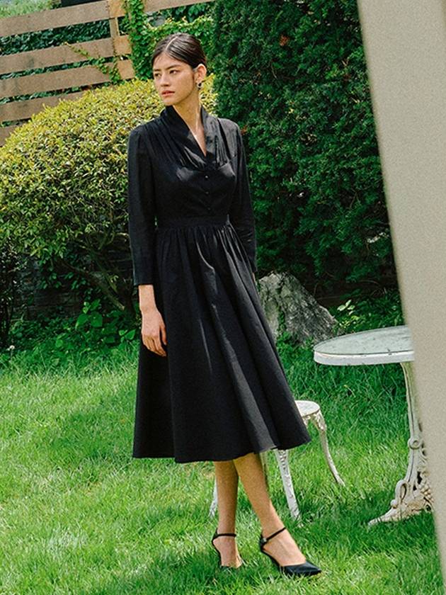 Women's Gabrielle GABRIELLE Midi Dress Black - AME - BALAAN 3