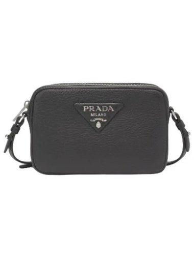 Mini triangle logo Vitello shoulder bag black - PRADA - BALAAN 1