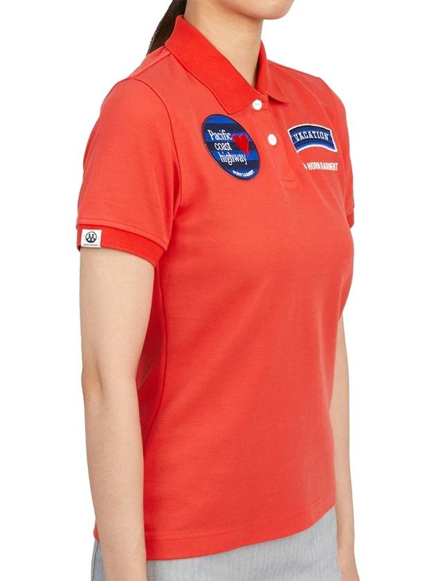 Women's Goody Emblem Short Sleeve PK Shirt Orange - HORN GARMENT - BALAAN 4