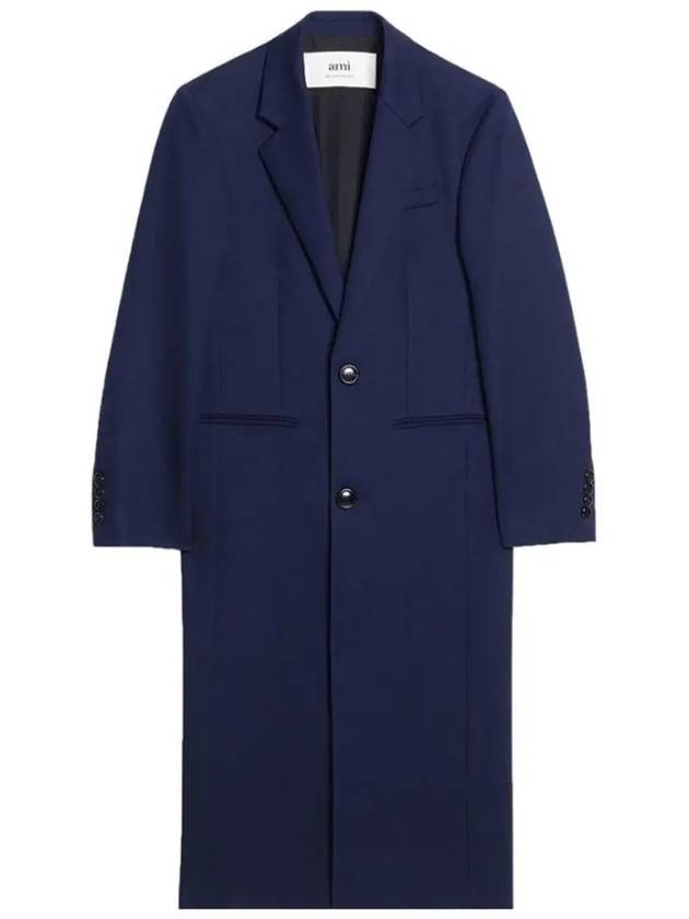 Two Button Wool Single Coat Navy - AMI - BALAAN 2