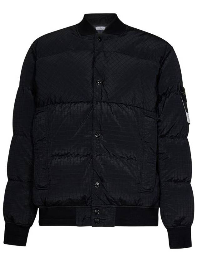 Macro Ripstop Nylon Metal Down Jacket Black - STONE ISLAND - BALAAN 1