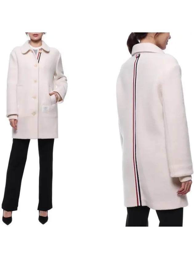 Women's Stripe Round Collar Wool Overcoat Bianco White - THOM BROWNE - BALAAN 2