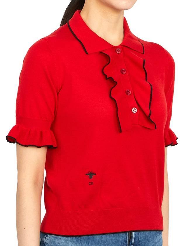 Cashmere Silk Knit Top Red - DIOR - BALAAN 4