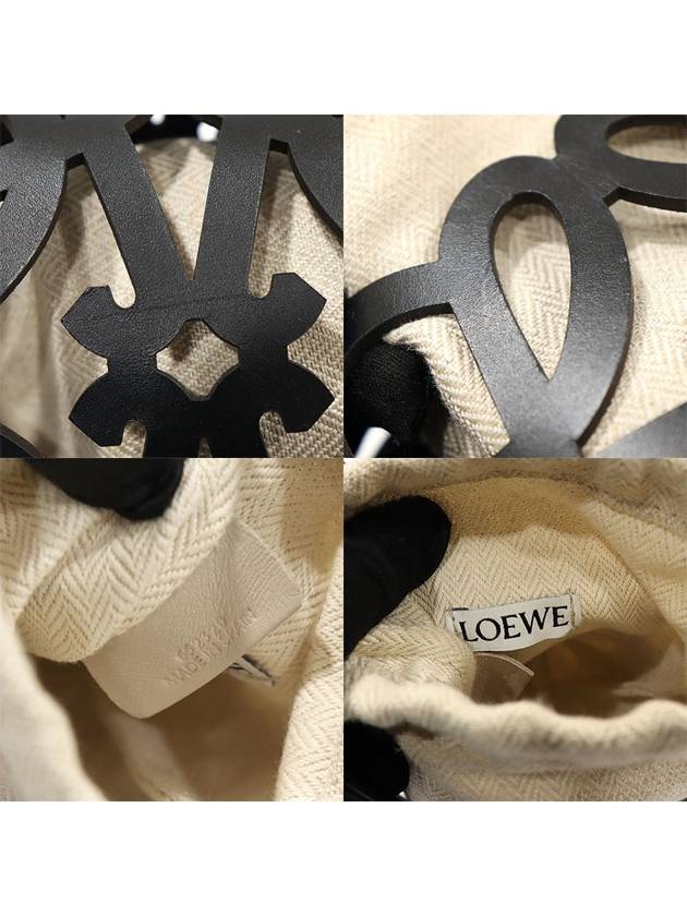 C922Y62X07 Ecru Cotton Canvas Black Calfskin Anagram Cutout Pocket Shoulder Bag - LOEWE - BALAAN 7