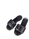 Stitched Lettering Logo Slippers Slide Sandals Black 36 G39988 - CHANEL - BALAAN 1