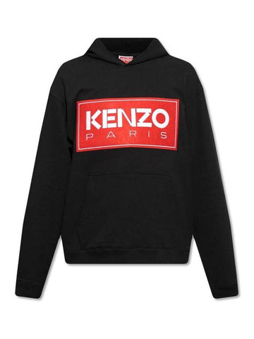 Logo Paris Patch Hood Black - KENZO - BALAAN.