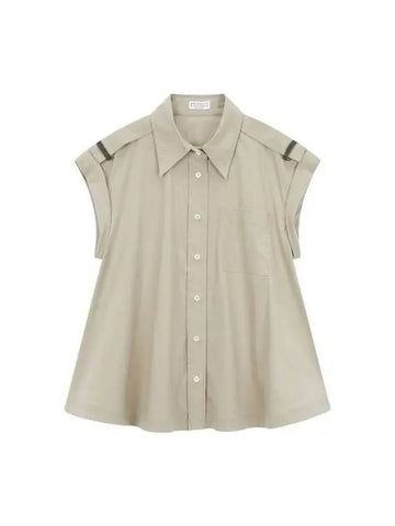 Women s Monili Loop Sleeveless Shirt Khaki 271773 - BRUNELLO CUCINELLI - BALAAN 1