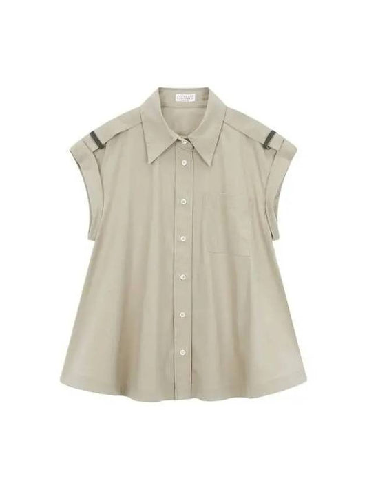 Women s Monili Loop Sleeveless Shirt Khaki 271773 - BRUNELLO CUCINELLI - BALAAN 1