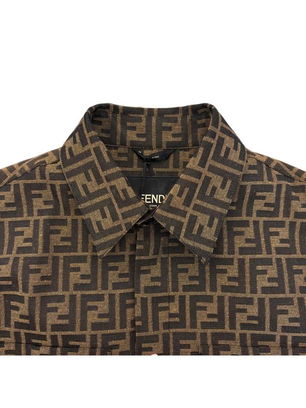 Men's FF Long Sleeve Shirt Brown - FENDI - BALAAN 4