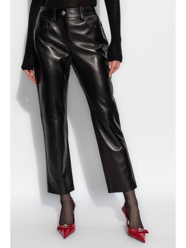 Versace Leather Pants With Logo, Women's, Black - VERSACE - BALAAN 3