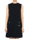 Sleeveless Wool Short Dress Black - GUCCI - BALAAN.